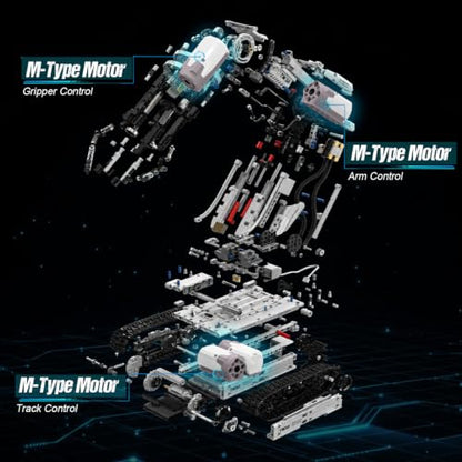 Gohero Tracked Robot Arm Kit 1468PCS,Remote APP Control for Ages 8-14