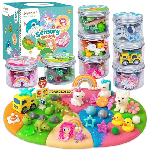 8-Pack Sensory Dough Play Kit for Kids, Reusable Dough Jars, Non-Toxic
