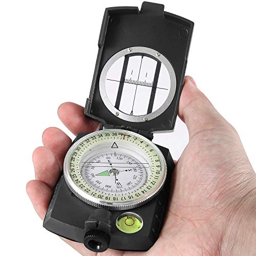Eyeskey Multifunctional Tactical Survival Military Compass with Lanyard & Pouch | Waterproof & Impact Resistant | Lensatic Sighting Compass for Hiking - color: NEW-Black