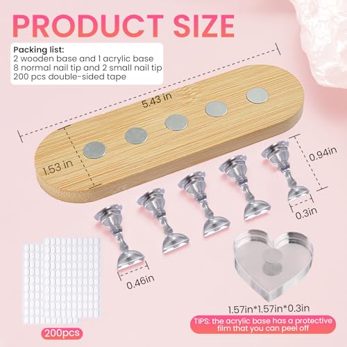Wooden Stand for Nails Art Display Practice 2 Set - color: Wood, size: Large