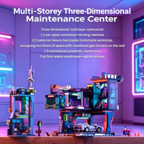 Cyber-Punk House Building Set for Adult, City Repair Station Model