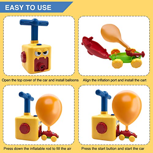 Balloon Launcher with Inertia Car Toy Set for Kids Ages 3 and Up - color: Green