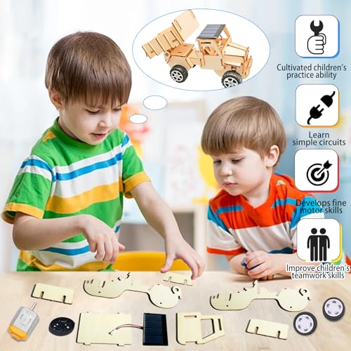 6-in-1 Solar STEM Wooden Building Kit for Kids Ages 6-14