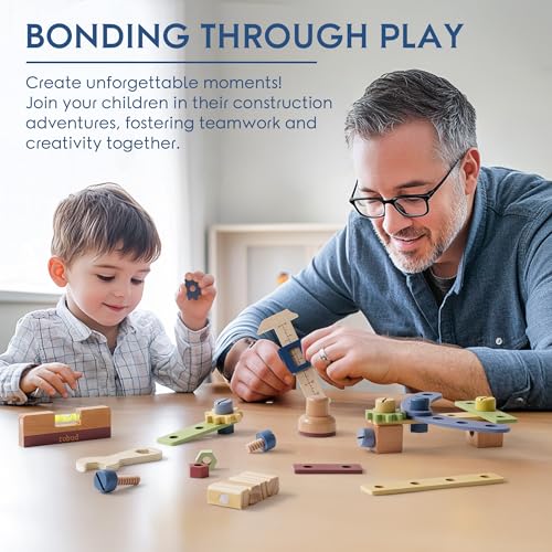 ROBUD Wooden Toy Workbench, Large Kid's Wooden Play Tool