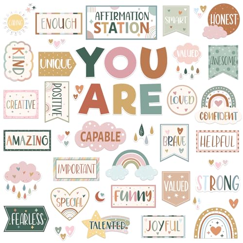 45pcs Boho Affirmation Station Bulletin Board Set Classroom Decor - style: Boho