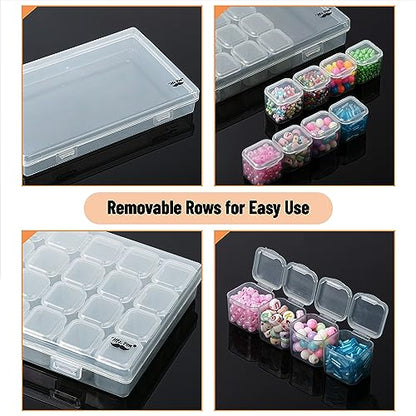 Mr. Pen- Bead Storage Containers, 28 Grids, 2 Pack, Grey - color: Clear Grey, size: 2 Pack-56 Pcs(6.8"x4.4"x1")