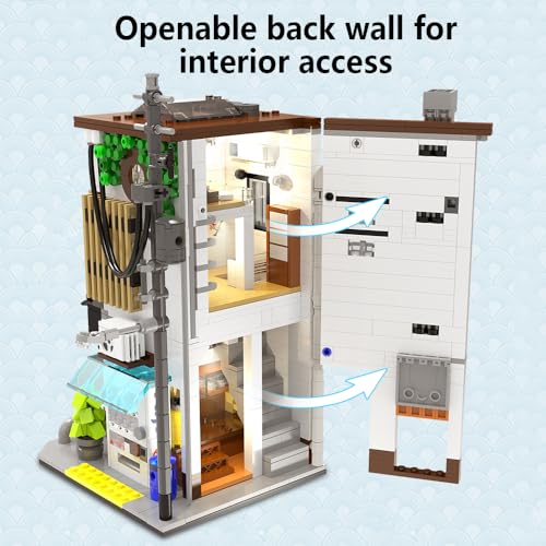 CaDA Master C66006W Japanese Bun House Building Set,MOC Construction Baozi Shop Brick Toy Model,1108PCS City House Block Kits for Boys Adults (C66006W) - color: C66006w