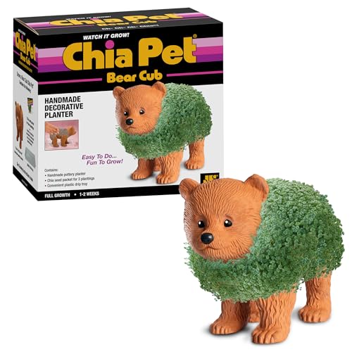 Chia Pet Bear Cub with Seed Pack, Decorative Pottery Planter, Easy to Do and Fun to Grow, Novelty Gift, Perfect for Any Occasion - style: Bear Cub
