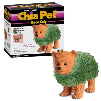 Chia Pet Bear Cub with Seed Pack, Decorative Pottery Planter, Easy to Do and Fun to Grow, Novelty Gift, Perfect for Any Occasion - style: Bear Cub