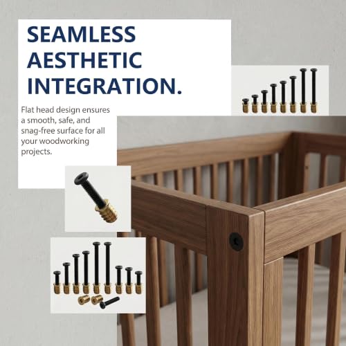 Wood Screw Inserts Kit 40 Sets 1/4"-20 – Furniture Hardware with 3/4" & 1-1/4" Hex Bolts, Pilot Drill Bit, 2 Wrenches for Furniture Assembly, Stripped Hole Repair - size: 40 PCS