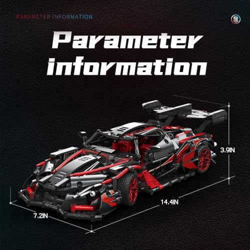 APAWR Adults Challenging Racing Car Building Blocks Kit，1:14 1391 Pieces Car Model Building Set DIY Toys for Boys Age 12 13 14 15 16 - color: Black