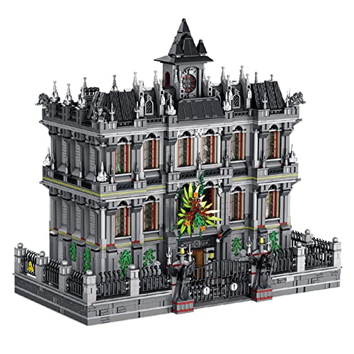 ELAICREE 7537 Piece Three Level Madhouse Modular Building Blocks Bricks Set Insane Asylum Hospital Toy Bricks with an LED Lighting - color: Madhouse
