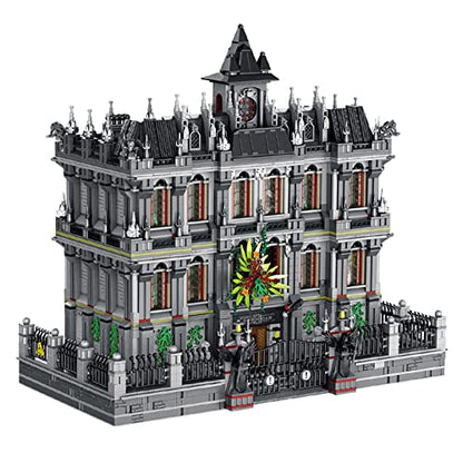 ELAICREE 7537 Piece Three Level Madhouse Modular Building Blocks Bricks Set Insane Asylum Hospital Toy Bricks with an LED Lighting - color: Madhouse