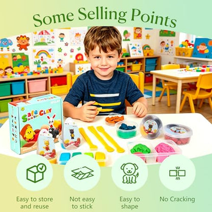 Air Dry Clay Kit, 12 Cute Animal DIY Modeling Clay with Step - by-Step Tutorial and Sculpting Tools, Non-Toxic & Safe,Unique DIY Home Party Favors for Boys, Girls