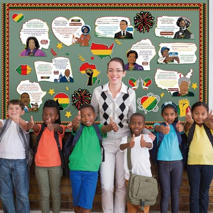 gisgfim Black History Month Bulletin Board Decoration Set African American Inspirational Borders Cutouts for Classroom School Bulletin Board Craft Home Wall(Black History Month) - style: Black History Month