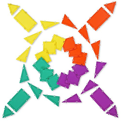 3D Building Set for Learning Math, Includes Many Online Activities,32-pc, Made in USA (Triangle/Rectangle/Square)