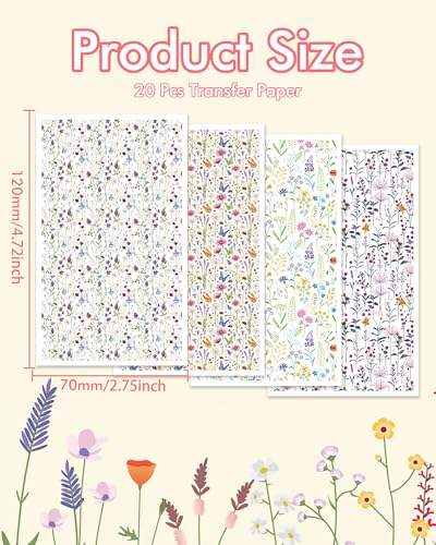 Puocaon Wildflower Clay Transfer Paper - 4 Design Flower Polymer Clay Transfer Sheets for Earrings Jewelry, Lavender Floral Transfer Paper for Polymer Clay Earrings - color: wildflower