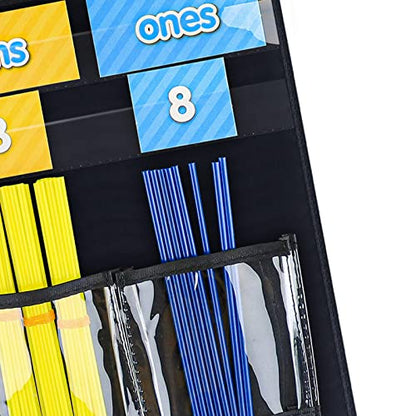 Eamay Counting Caddy & Place Value Pocket Chart for Classroom and Homeschool(Black)