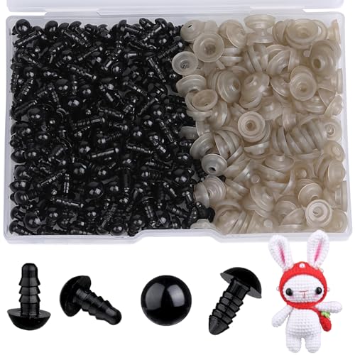 320pcs 10mm Safety Eyes for Amigurumi Black Plastic Crochet Eyes - size: 10mm