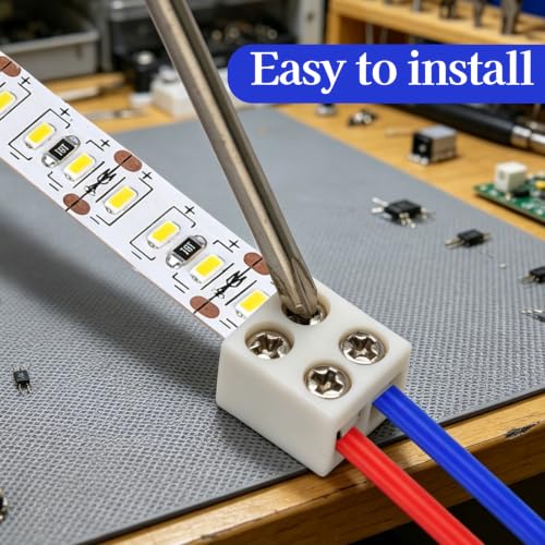 20 Pcs 2 Pin 8mm LED Strip Connector, Solderless Screw Terminal - size: 2Pin 8mm