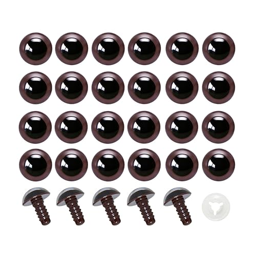 BESTCYC 100pcs 12mm Brown Plastic Safety Eyes Craft Eyes with Washers for Amigurumi Dolls Plush Animals DIY Craft Lovers Doll Makers Crochet Craft Supplies - color: Brown, size: 12mm