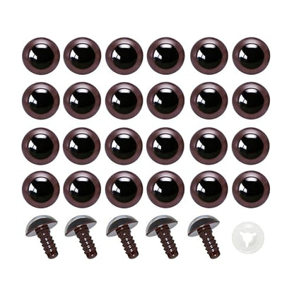 BESTCYC 100pcs 12mm Brown Plastic Safety Eyes Craft Eyes with Washers for Amigurumi Dolls Plush Animals DIY Craft Lovers Doll Makers Crochet Craft Supplies - color: Brown, size: 12mm