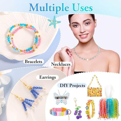 PAXCOO 5320Pcs Crystal Acrylic Beads for Jewelry Making, Round Faceted Bicone Gem Beads in 28 Colors (4 MM) - size: 4 MM