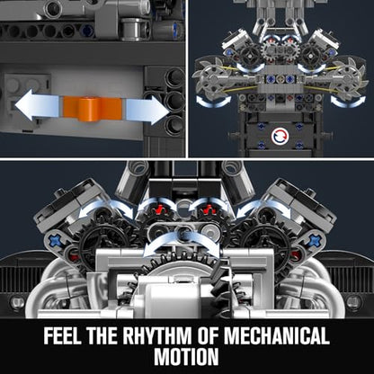 Mould King 10206 V8 Engine Model kit that Runs, Build Your Own Cars Combustion Battery/Motor Blocks Sets, Mechanic Engineering Construction Set, STEM KIt Gift for Adults 14+ Teens(737 PCS) - style: MCL Engine