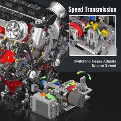 Mould King 10130 V8 Engine Model kit that Runs, Build Your Own Cars Combustion Battery/Motor Blocks Sets, STEM Toy Gift for Adults 14+ Teens, Engineering Toys for Display Collection(2718 Pcs) - style: V8 Engine