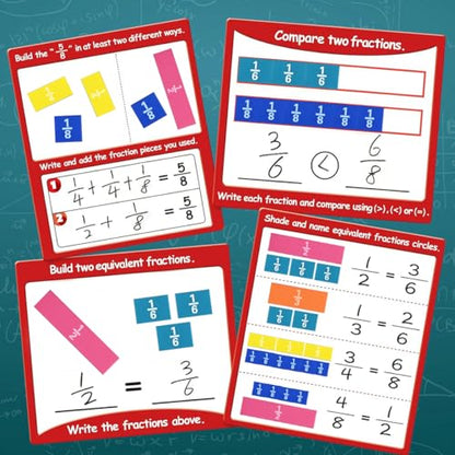 6 Sets Magnetic Fraction Tiles for Classroom EVA Foam Manipulatives CCSS, STEM, ASTM Rainbow Fraction Tiles Math Learning Manipulatives Set Fraction Bars for Preschool Elementary School