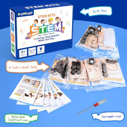 STEM Kits for Kids Age 8-12, 6-in-1 Model Car Kits, STEM Building Toys