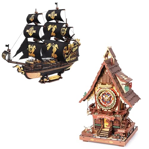 ROKR Seahorse Barque Wooden Puzzle+ROKR Cuckoo Mechanical Wooden Building