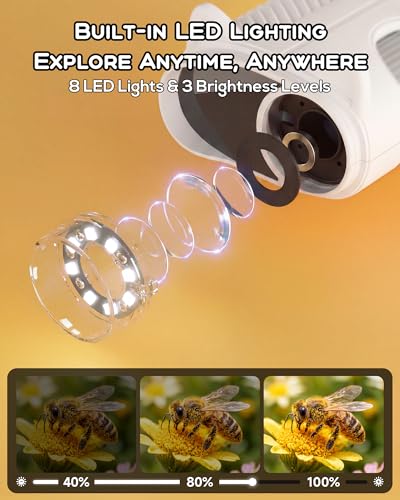 Kids Microscope 1000X Magnification, 4K Digital Handheld Pocket Microscope with 2.4", Rechargeable STEM Learning Science Kit Outdoor Exploration Toy Gift for Children Age 4-12,White - color: white