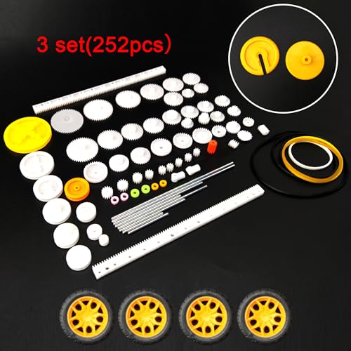 EUDAX 18 Set DC Motors Kit,Mini Electric 1.5-3V 24000RPM Hobby Motor with 252Pcs Plastic Gears,2 x AA Battery Holder,Wires for STEM DIY Toy