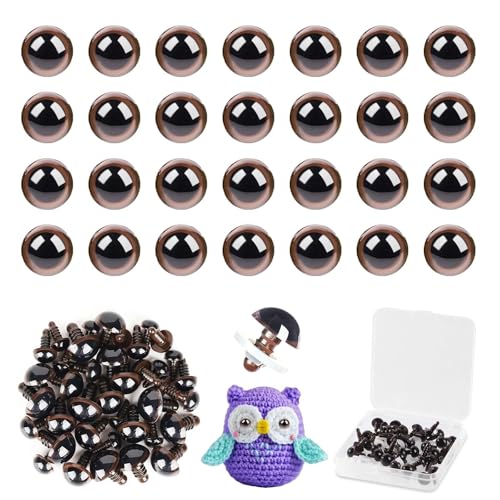 MUCUNNIA 80pcs 10mm Brown Safety Eyes for Crocheting with Washers - size: 10mm