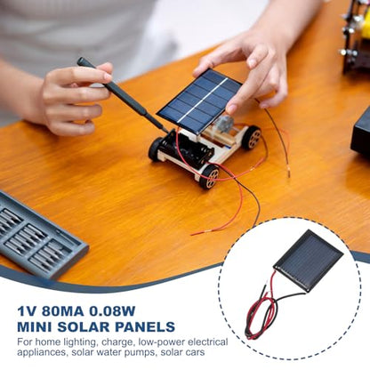 MECCANIXITY 2 Pcs 1V 0.08W 80mA Mini Solar Panels, Small Polycrystalline Solar Cell Panel with 2 Cable for DIY Electric Toy Materials Kits Charger, 30mm x 25mm - style: 1V 0.08W 80mA