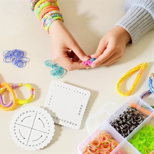 EXCEART Braiding Board Set 4 pcs Eva Beading Cord Disc Kumihimo Loom Round for Bracelet Necklace Belt and Hand Rope Weaving Handmade Craft Tool