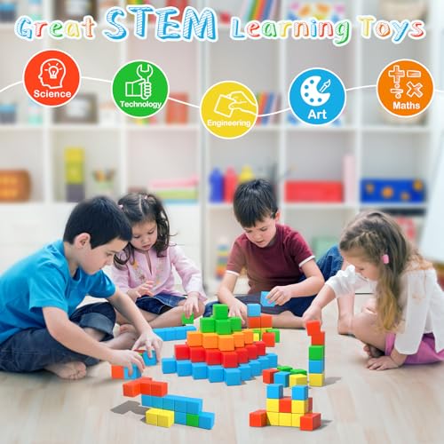 Large Magnetic Blocks,56PCS 1.34in 3D Building Cubes for Kids Ages 3+ - style: 56PCS（1.34in）
