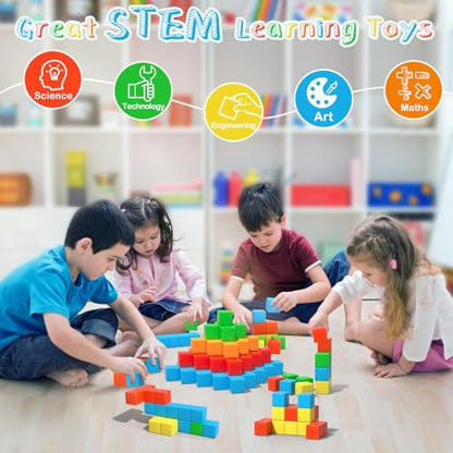 Large Magnetic Blocks,56PCS 1.34in 3D Building Cubes for Kids Ages 3+ - style: 56PCS（1.34in）