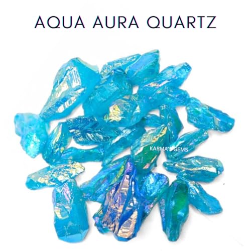Crystals, Rocks, Jade, Crystals and Healing Stones, Witchcraft Supplies, Healing Crystals, Stones, Healing Stones, Rock Collection, Agate, Raw Stones (Aqua Aura Quartz, 2 Pcs) - color: Aqua Aura Quartz