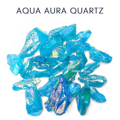 Crystals, Rocks, Jade, Crystals and Healing Stones, Witchcraft Supplies, Healing Crystals, Stones, Healing Stones, Rock Collection, Agate, Raw Stones (Aqua Aura Quartz, 2 Pcs) - color: Aqua Aura Quartz