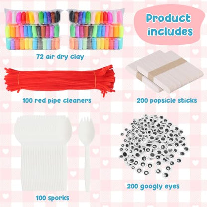 100 Pcs Fork Creativity Set-Arts & Crafts Supplies with Plastic Forks & Clay, Creative DIY Craft Kit to Enhance Hands-On Ability, Make Your Own Forky & Unique Crafts,Large Quantity Value Pack