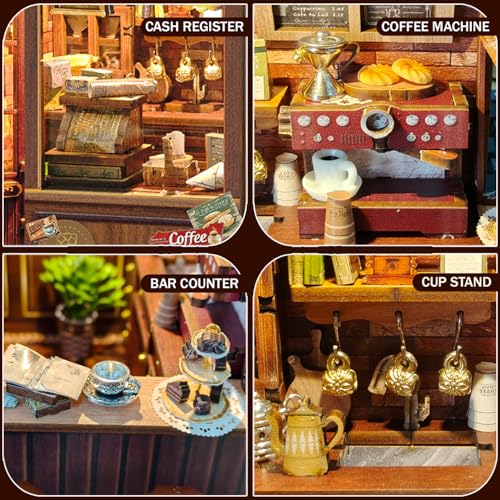 Book Nook Kit DIY Miniature House 3D Wooden Puzzle - Morning Mist Cafe - color: Morning Mist Cafe