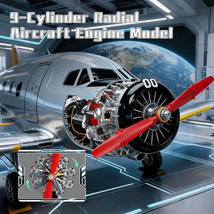 Engine Building Kit, STEM Motor Display Set Engine Model Kit (1100 PCS) - size: Large