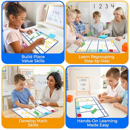 Simply magic 140+1 PCS Colorful Base Ten Blocks & Activities - Math Cubes