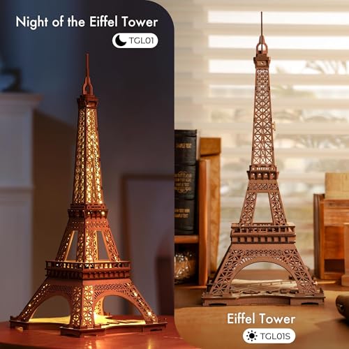 ROBOTIME 3D Puzzle for Adults DIY Model Building Kit Wooden Eiffel Tower Craft Kit Architecture Toy Set Brain Teaser Gifts for Friend
