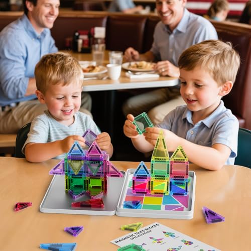 42PCS Mini Magnetic Tiles Travel Set with Iron Storage Box - Portable STEM Building Blocks for Kids 3-8, Montessori Educational Magnet Toys for Airplane, Car Rides & On-The-Go Play - size: Mini