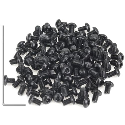 105 Pieces M2.5 x 4mm Button Head Socket Cap Screws, Thread Pitch 0.45mm, Sutemribor M2.5 Black Screws, 10.9 Grade Alloy Steel, Black Oxide Finish, Fully Threaded - size: M2.5 x 4mm, style: Button Head