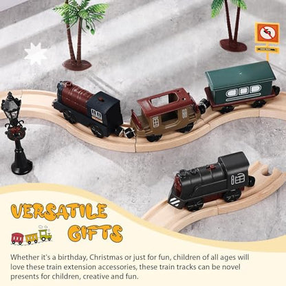 Liliful 8 Pcs Curved Wood Train Track, 3.94 x 1.57 x 0.47 Inch, Curved - size: 3.94 x 1.57 x 0.47 inches, style: Curved