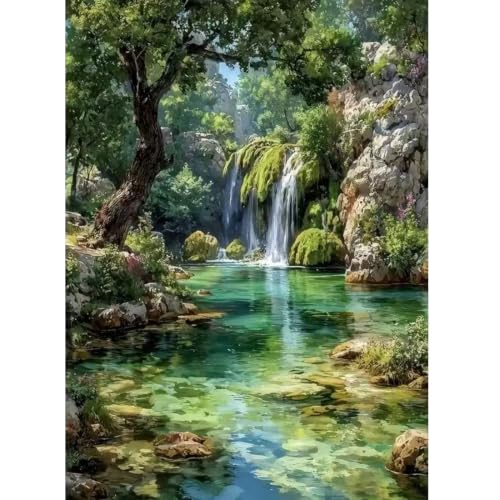 Waterfall Diamond Art Painting Kits for Adults Landscaped Art 12 x 16 inch - color: SH176